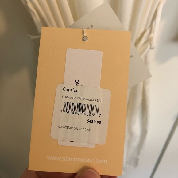 NWT Saint Mojavi Caprice Cream Off the Shoulder Ruffle Dress Size Medium - Picture 7 of 10